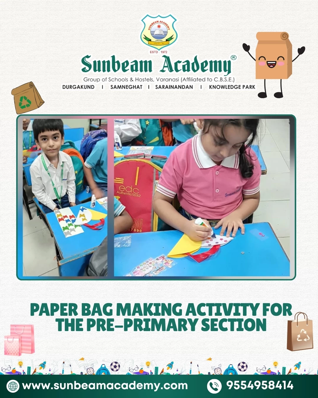 Pre Primary Activity - Paper Bag Making
